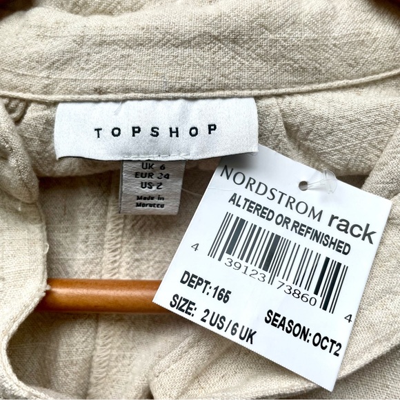 Topshop Linen Blend Button Up Romper In Ivory Size 2 NWT - Picture 7 of 13